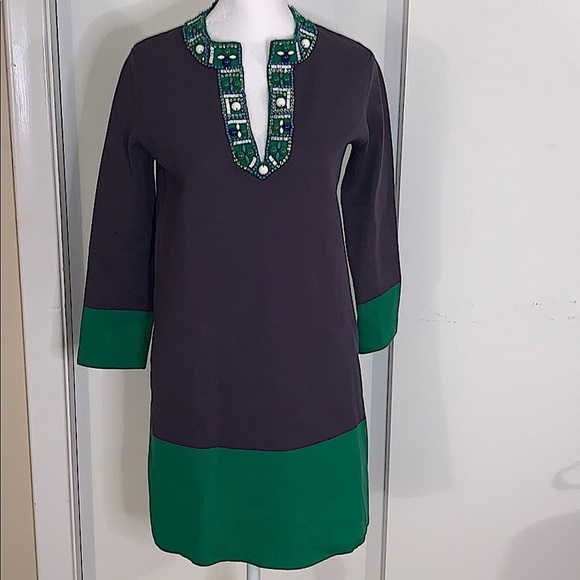 BCBG Color Block Tunic With Beaded Collar - Picture 4 of 11